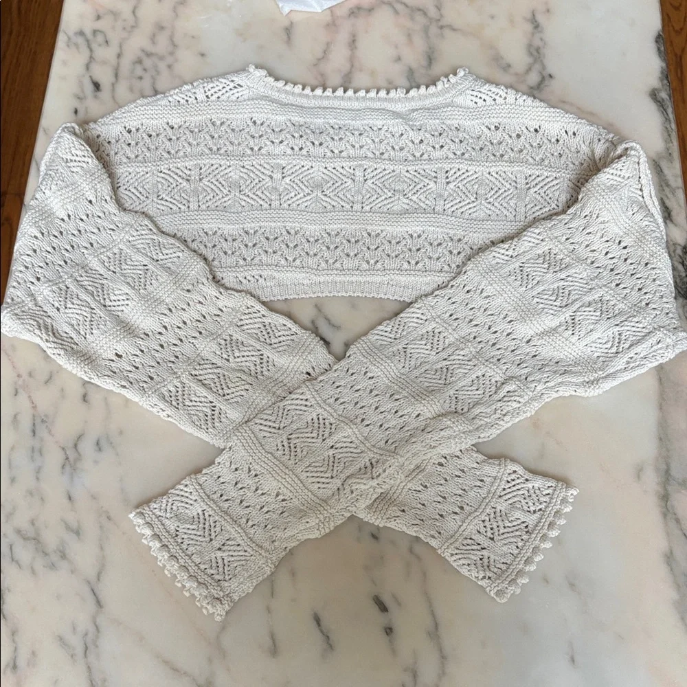 Zara crochet knit cream shrug sz.M